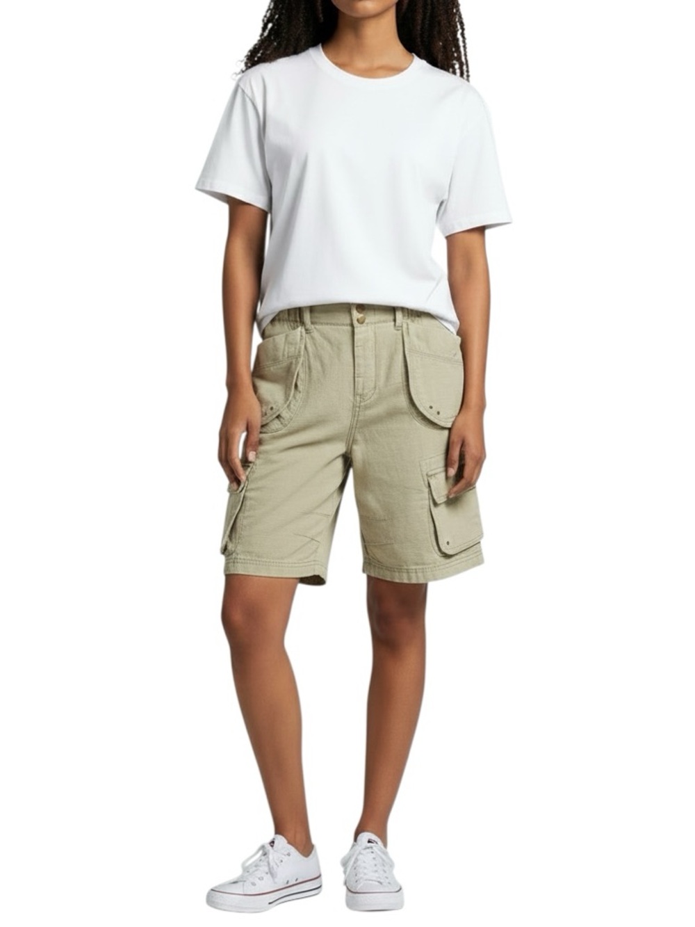 Free People cotton relaxed fit cargo shorts off white size S excellent condition